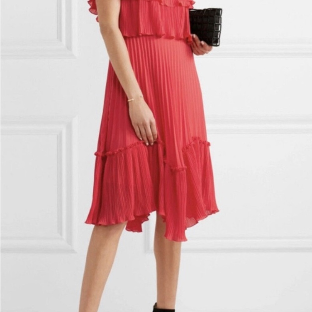 Halston Heritage Red Pleated Dress